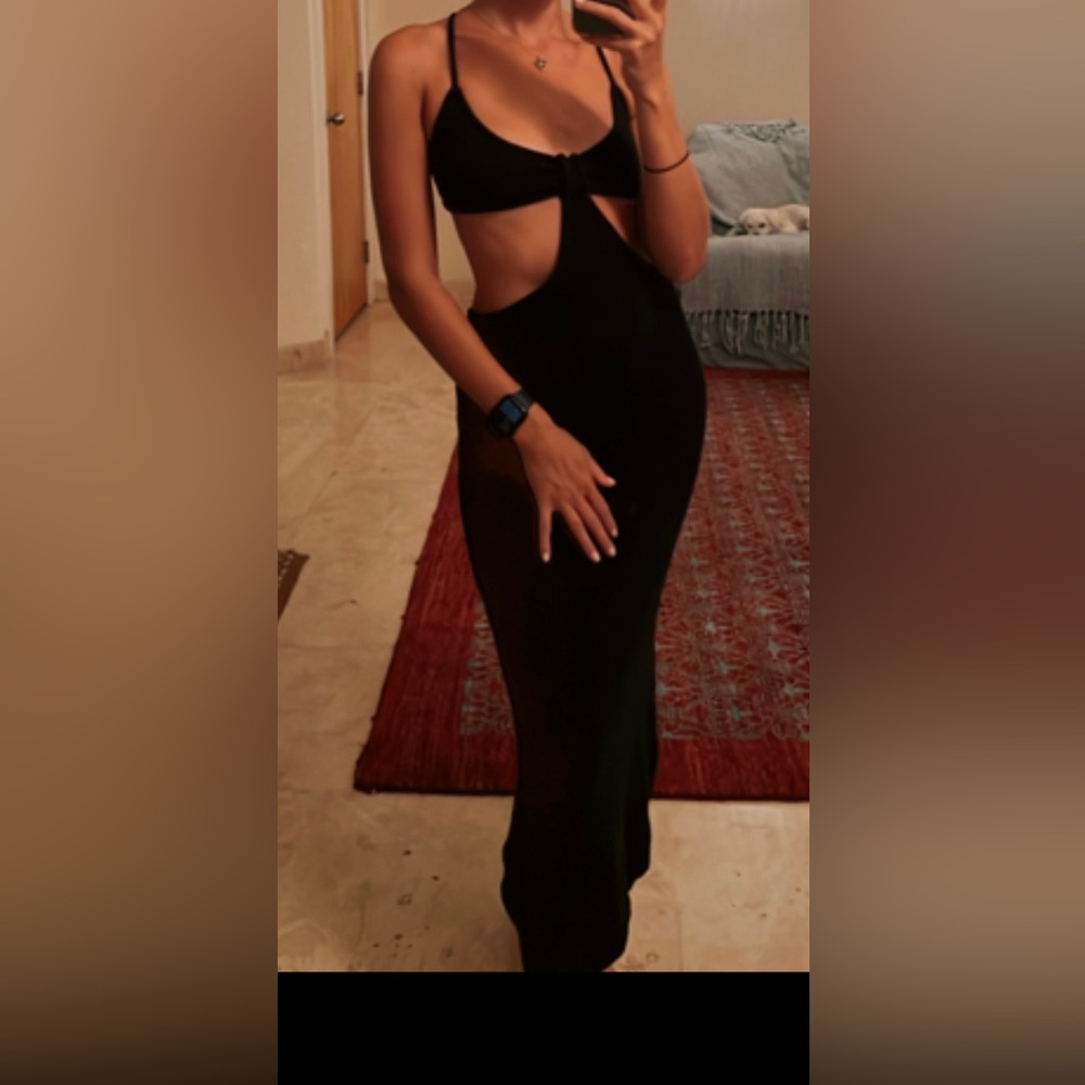 Black knit cutout dress